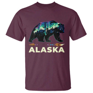 Alaska T Shirt Alaskan Night Sky Northern Lights Aurora Bear TS10 Maroon Print Your Wear