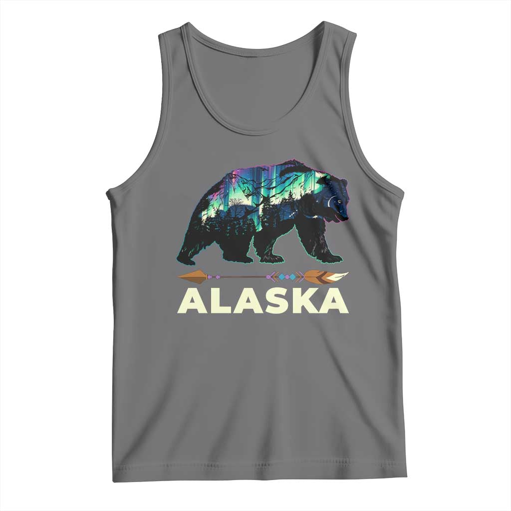Alaska Tank Top Alaskan Night Sky Northern Lights Aurora Bear TS10 Black Heather Print Your Wear