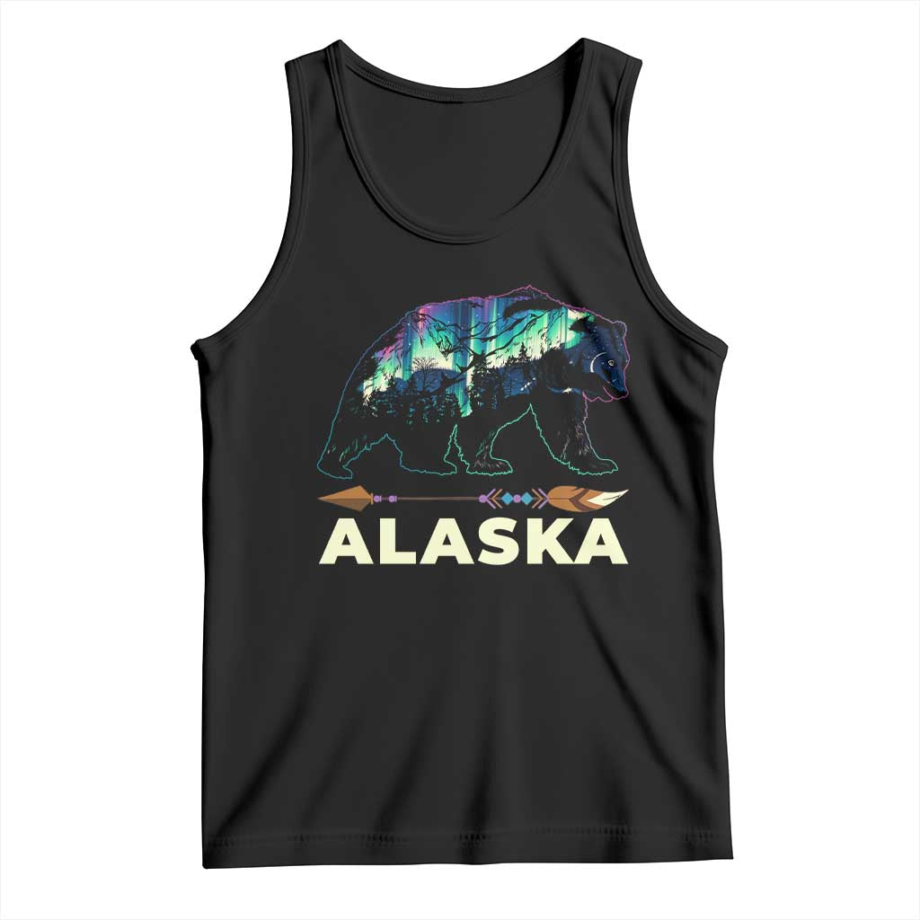 Alaska Tank Top Alaskan Night Sky Northern Lights Aurora Bear TS10 Black Print Your Wear