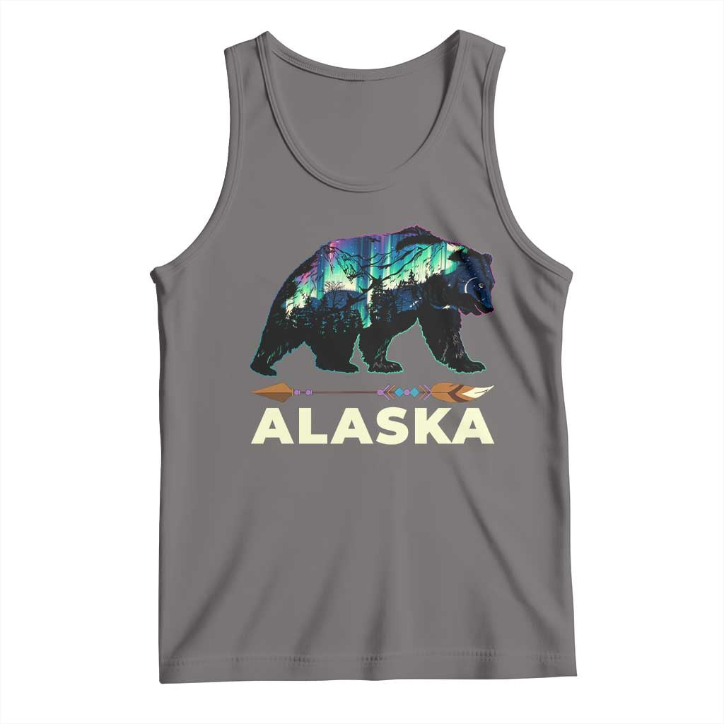 Alaska Tank Top Alaskan Night Sky Northern Lights Aurora Bear TS10 Deep Heather Print Your Wear