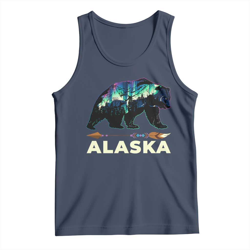 Alaska Tank Top Alaskan Night Sky Northern Lights Aurora Bear TS10 Navy Print Your Wear