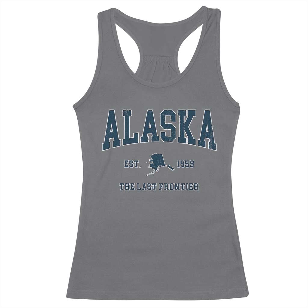 Alaska Racerback Tank Top Vintage Sports Design The Last Frontier Souvenirs TS10 Charcoal Print Your Wear