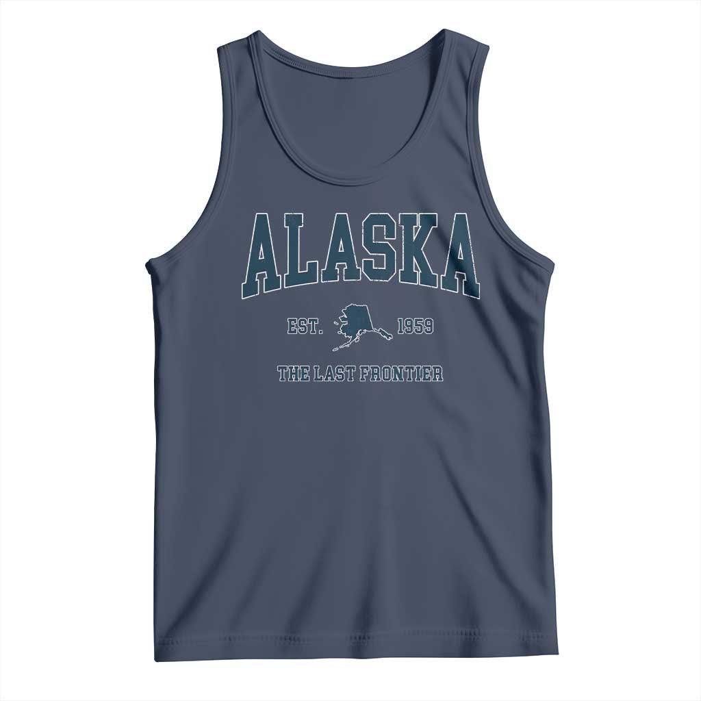 Alaska Tank Top Vintage Sports Design The Last Frontier Souvenirs TS10 Navy Print Your Wear