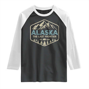 Vintage Alaska The Last Frontier Raglan Shirt Retro Alaskan Bear Mountain Souvenir TS10 Black White Print Your Wear
