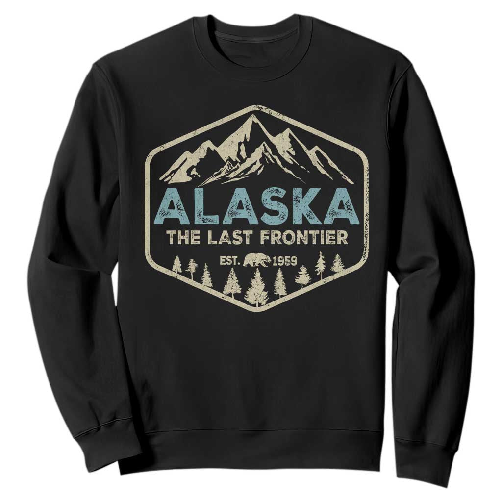 Vintage Alaska The Last Frontier Sweatshirt Retro Alaskan Bear Mountain Souvenir TS10 Black Print Your Wear