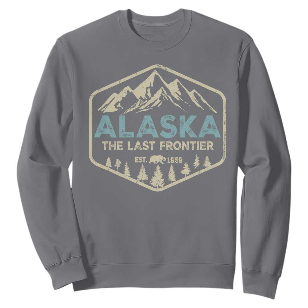 Vintage Alaska The Last Frontier Sweatshirt Retro Alaskan Bear Mountain Souvenir TS10 Charcoal Print Your Wear