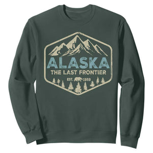 Vintage Alaska The Last Frontier Sweatshirt Retro Alaskan Bear Mountain Souvenir TS10 Dark Forest Green Print Your Wear
