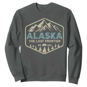 Vintage Alaska The Last Frontier Sweatshirt Retro Alaskan Bear Mountain Souvenir TS10 Dark Heather Print Your Wear