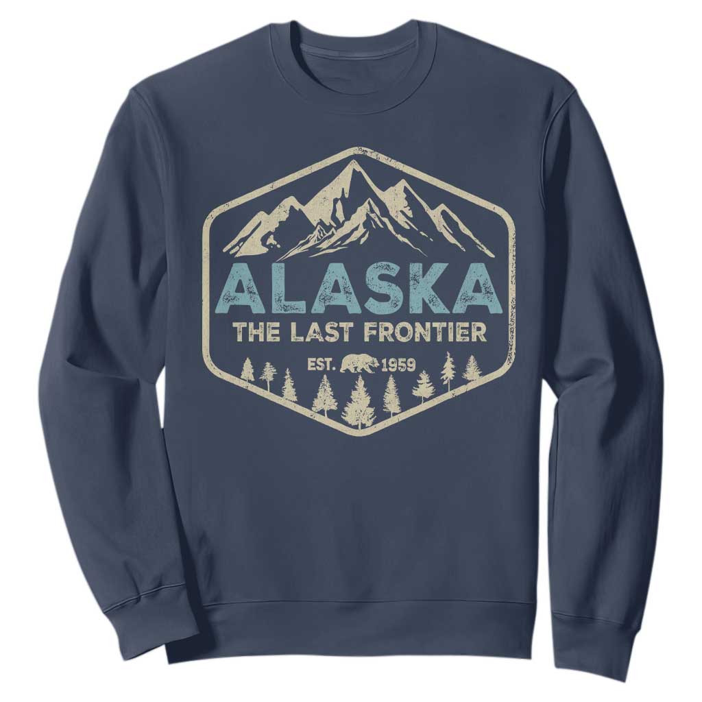 Vintage Alaska The Last Frontier Sweatshirt Retro Alaskan Bear Mountain Souvenir TS10 Navy Print Your Wear