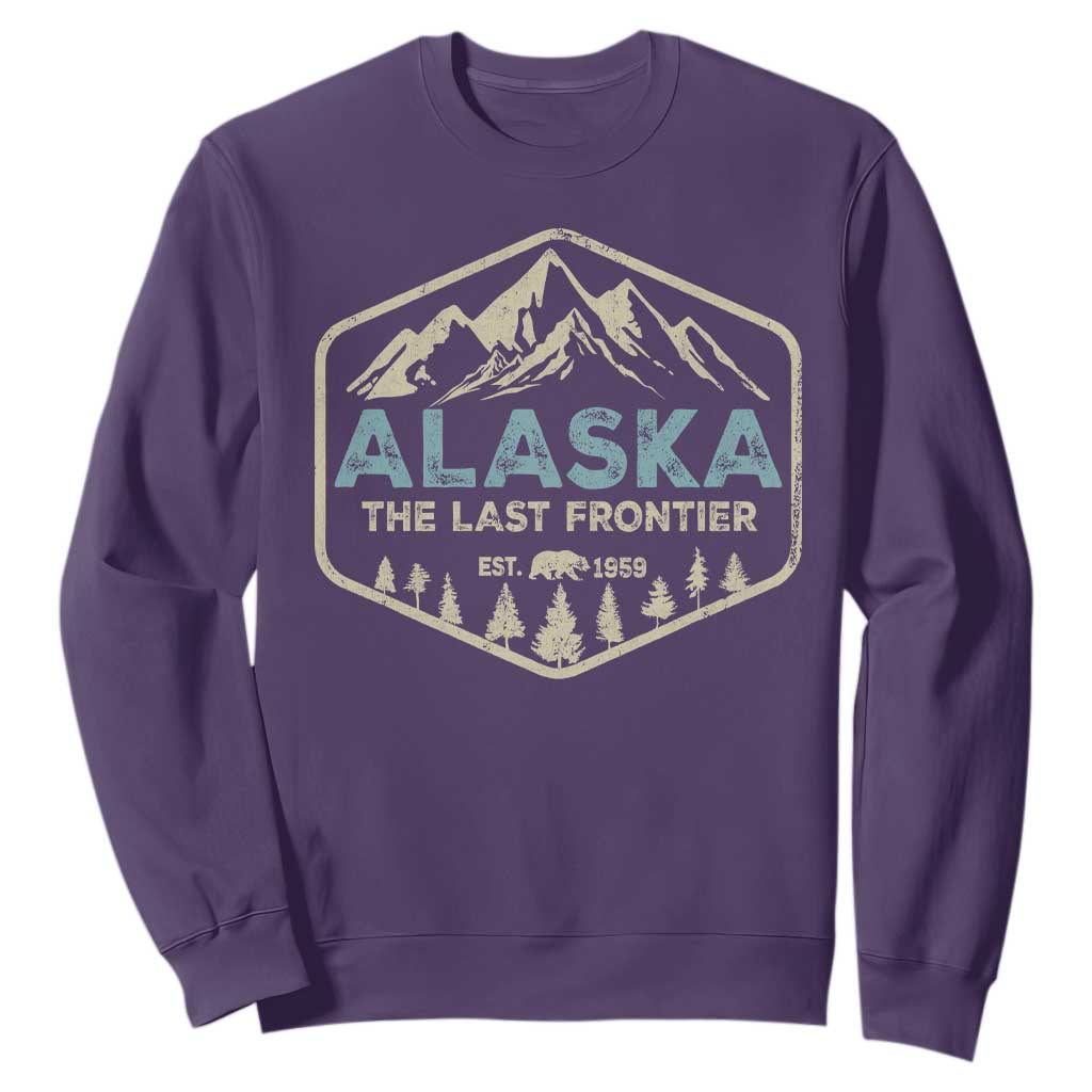 Vintage Alaska The Last Frontier Sweatshirt Retro Alaskan Bear Mountain Souvenir TS10 Purple Print Your Wear