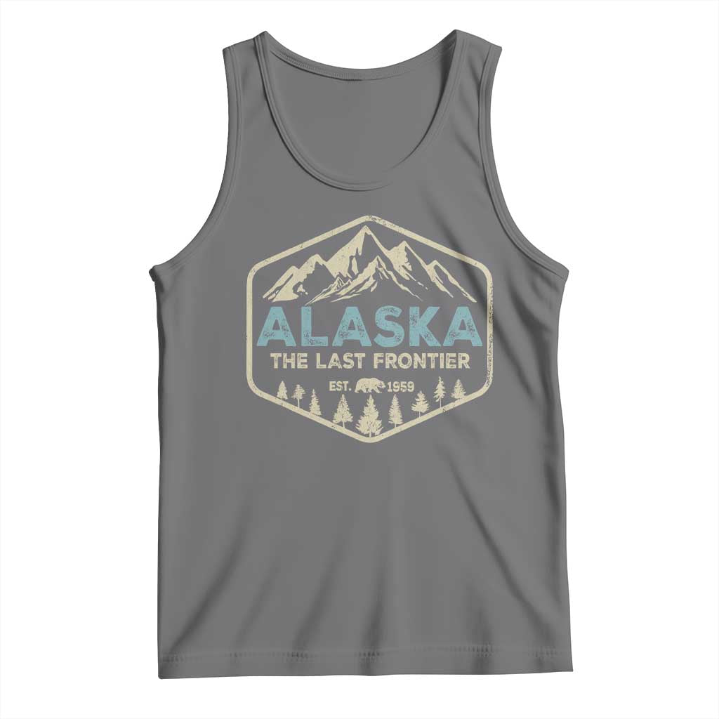 Vintage Alaska The Last Frontier Tank Top Retro Alaskan Bear Mountain Souvenir TS10 Black Heather Print Your Wear