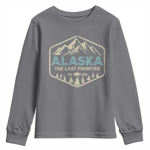Vintage Alaska The Last Frontier Youth Sweatshirt Retro Alaskan Bear Mountain Souvenir TS10 Charcoal Print Your Wear