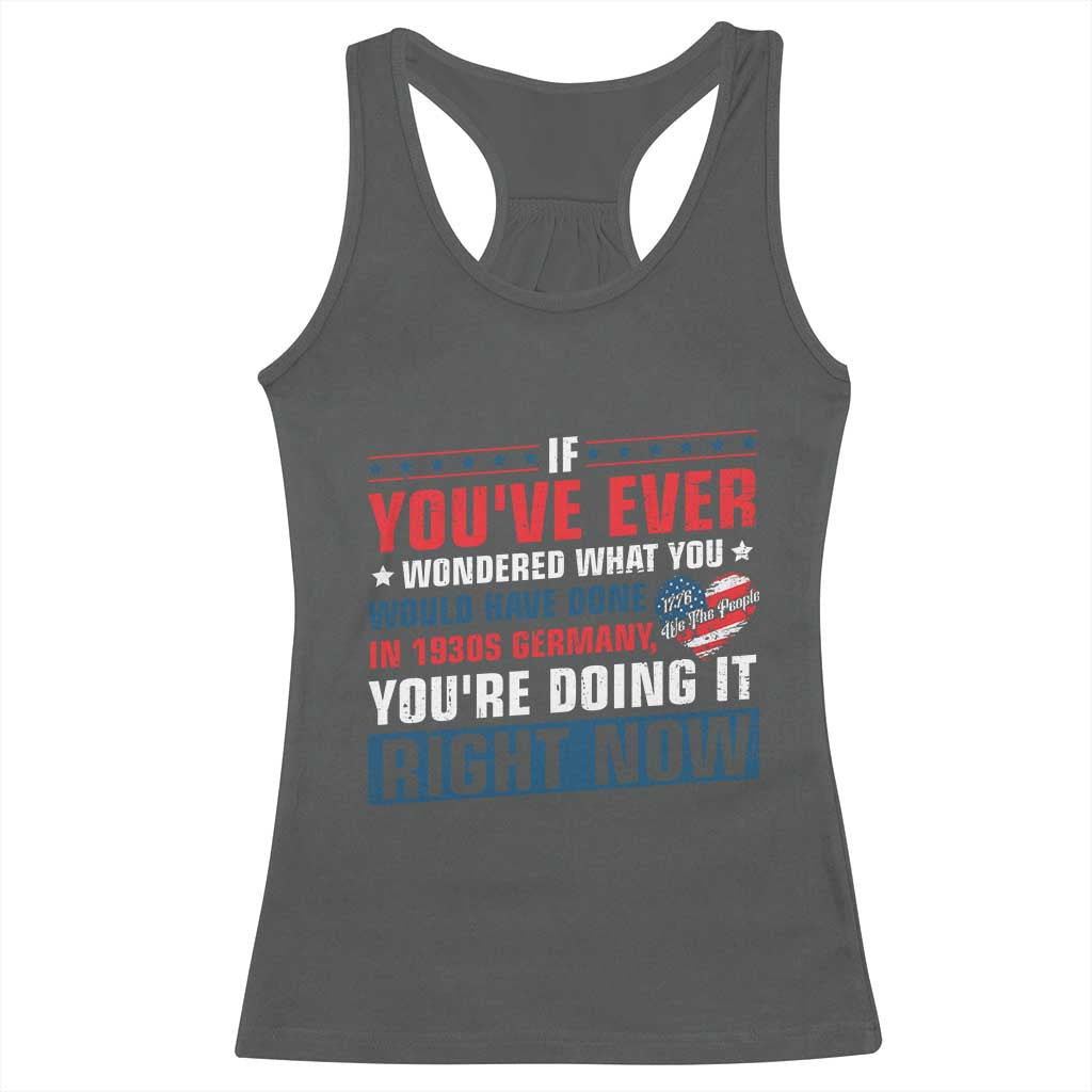 Anti Fascist Racerback Tank Top Political Activism Human Rights TS10 Dark Heather Print Your Wear