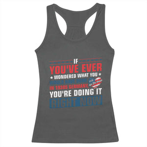 Anti Fascist Racerback Tank Top Political Activism Human Rights TS10 Dark Heather Print Your Wear
