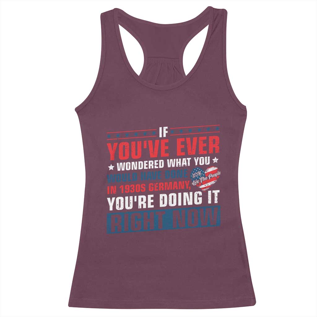 Anti Fascist Racerback Tank Top Political Activism Human Rights TS10 Maroon Print Your Wear