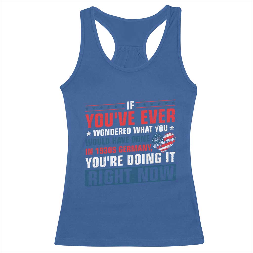 Anti Fascist Racerback Tank Top Political Activism Human Rights TS10 Royal Blue Print Your Wear