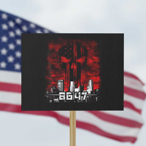 Retro 8647 Protest Sign Vintage USA American Flag Skull TS10 Horizontal 18" × 24" Black Print Your Wear