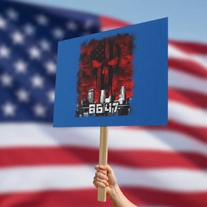 Retro 8647 Protest Sign Vintage USA American Flag Skull TS10 Horizontal 18" × 24" Blue Print Your Wear
