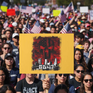 Retro 8647 Protest Sign Vintage USA American Flag Skull TS10 Horizontal 18" × 24" Yellow Print Your Wear