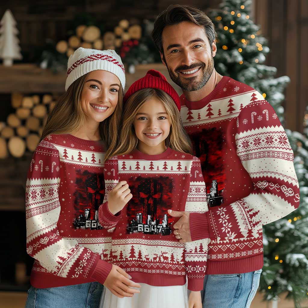 Retro 8647 Ugly Christmas Sweater Vintage USA American Flag Skull TS10 Red Beige Print Your Wear