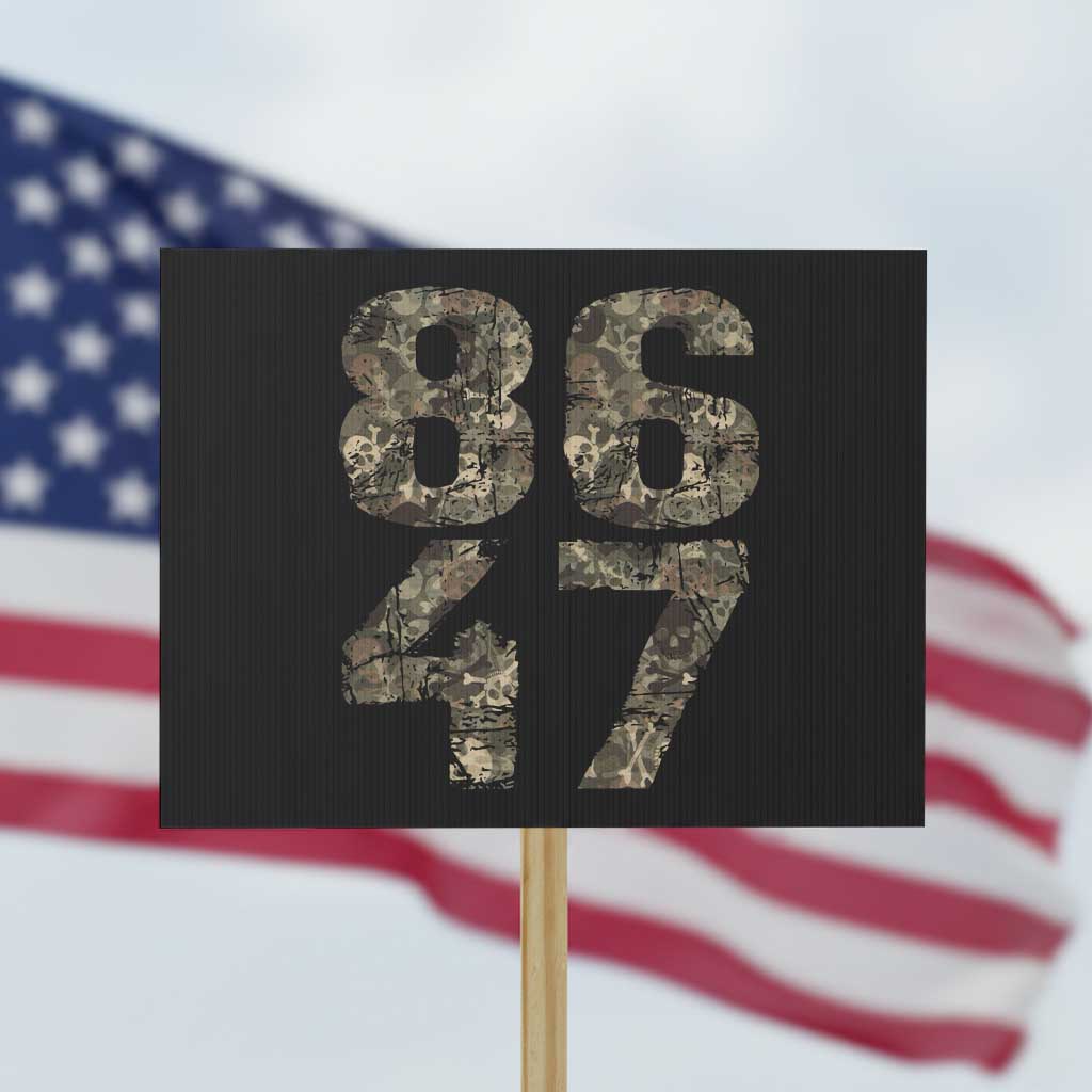 Retro 8647 Protest Sign Vintage Camouflage Camo Skull TS10 Horizontal 18