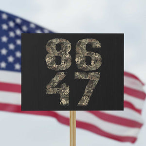 Retro 8647 Protest Sign Vintage Camouflage Camo Skull TS10 Horizontal 18" × 24" Black Print Your Wear