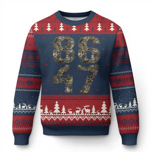 Retro 8647 Ugly Christmas Sweater Vintage Camouflage Camo Skull TS10 Navy Red Print Your Wear