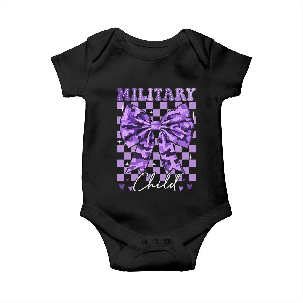 Military Child Coquette Bow Baby Onesie Purple Up Camo TS10 Black Print Your Wear