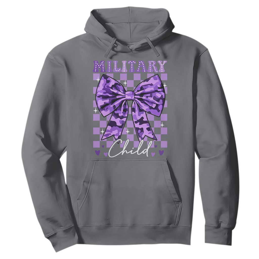 Military Child Coquette Bow Hoodie Purple Up Camo TS10 Charcoal Print Your Wear