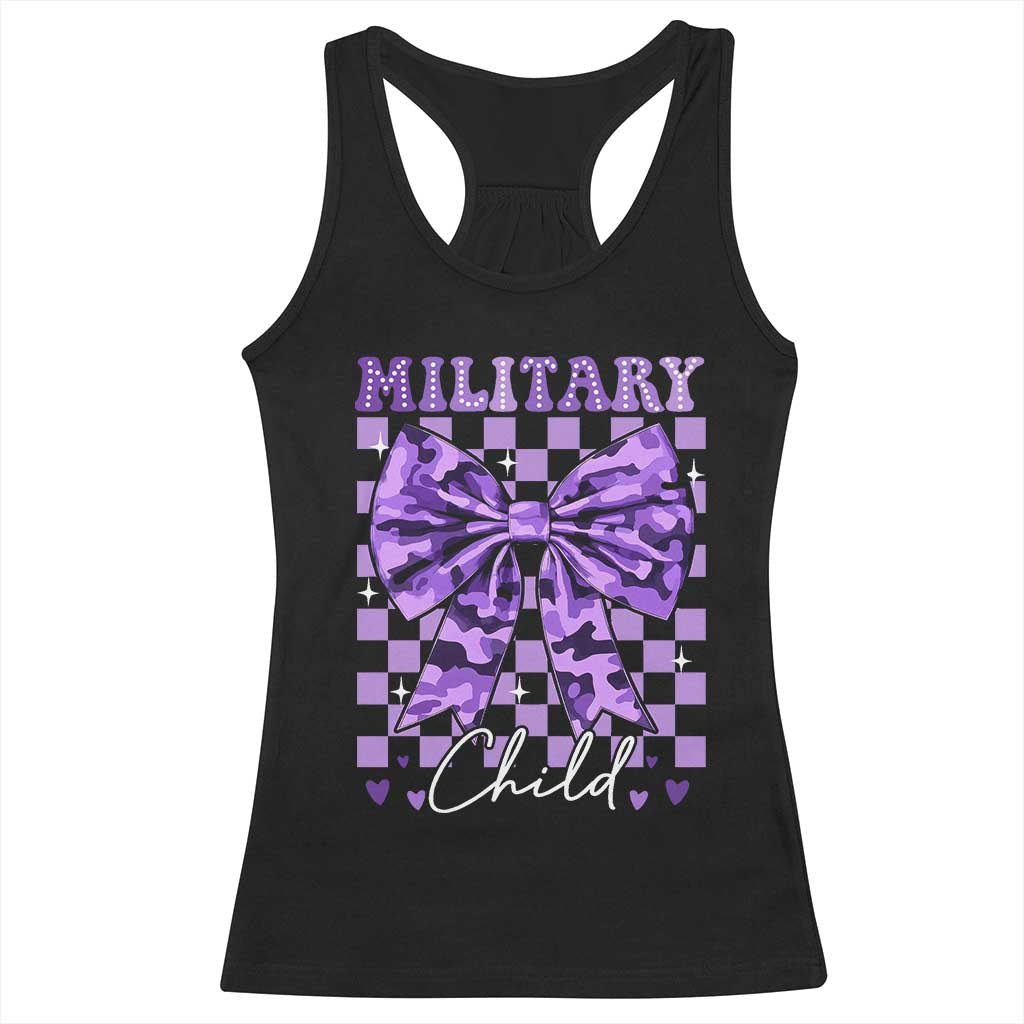 Military Child Coquette Bow Racerback Tank Top Purple Up Camo TS10 Black Print Your Wear