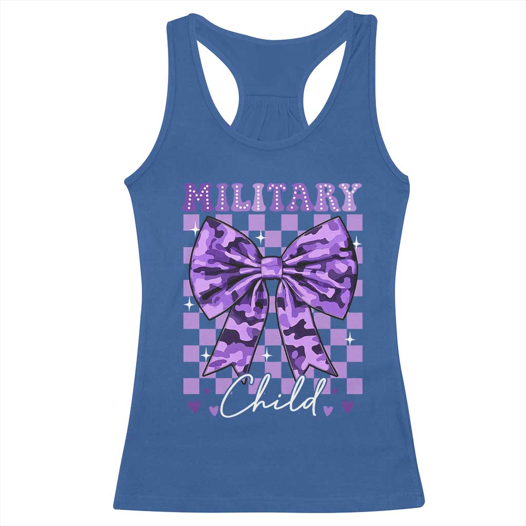 Military Child Coquette Bow Racerback Tank Top Purple Up Camo TS10 Royal Blue Print Your Wear