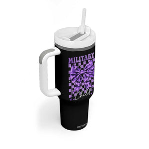 Military Child Coquette Bow Tumbler With Handle Purple Up Camo TS10 Print Your Wear
