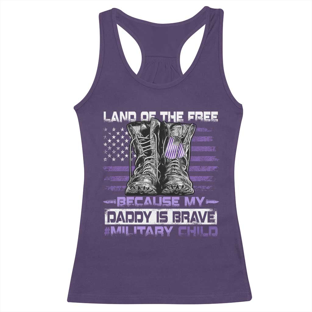 Purple Up For Military Kids Racerback Tank Top Military Child Month My Daddy Is Brave TS10 Purple Print Your Wear