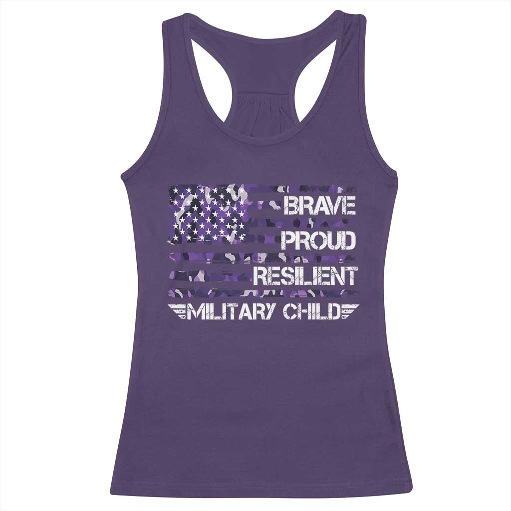 Military Kids Military Child Racerback Tank Top Camo American Flag USA Camouflage TS10 Purple Print Your Wear