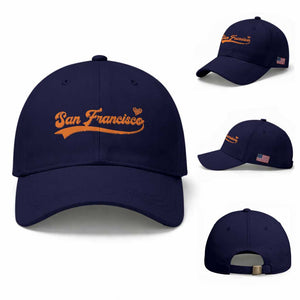 San Francisco Baseball Cap SF Varsity California Script Vintage Sports Jersey Style TS10 Baseball Cap Universal Fit Dark Blue Print Your Wear