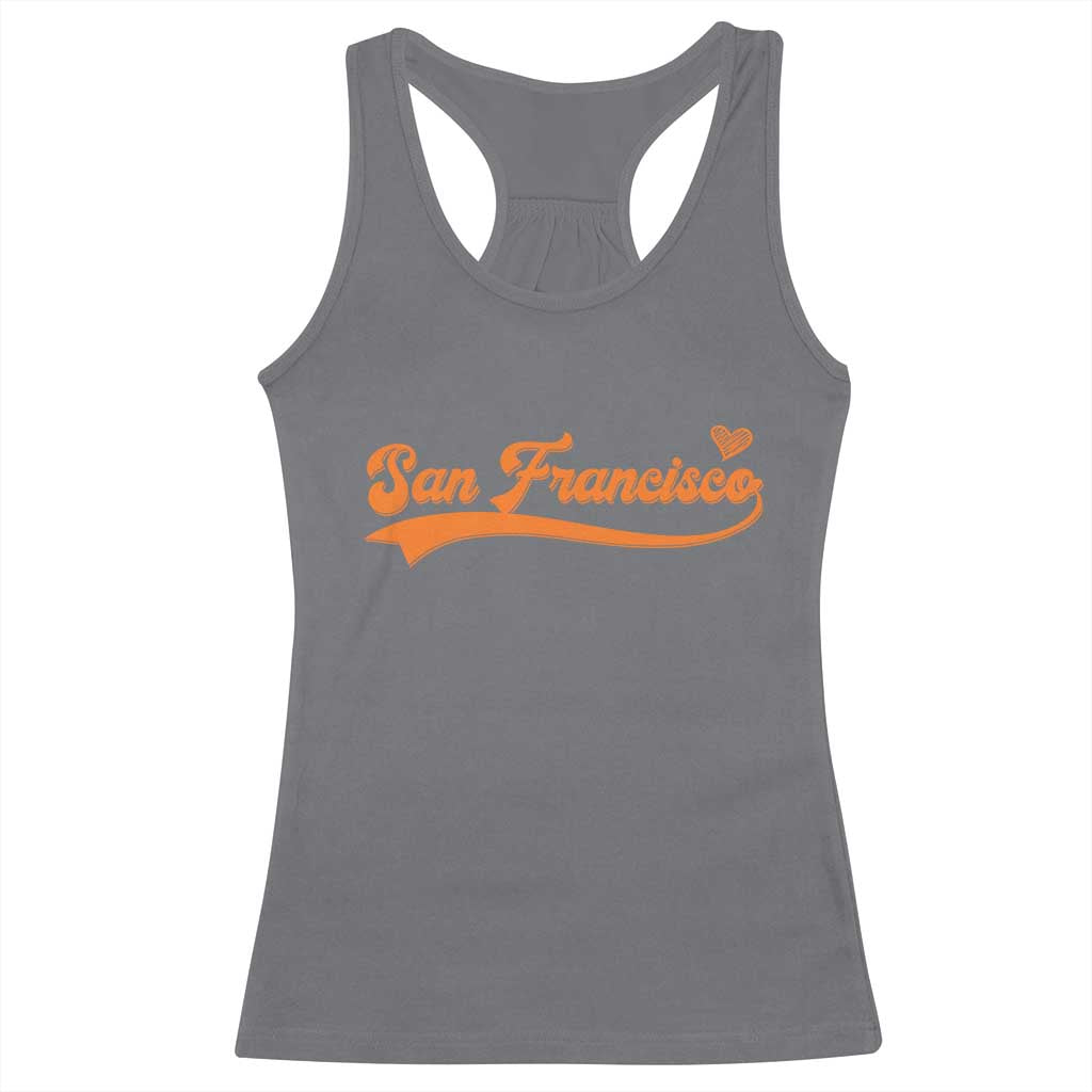 San Francisco Racerback Tank Top SF Varsity California Script Vintage Sports Jersey Style TS10 Charcoal Print Your Wear