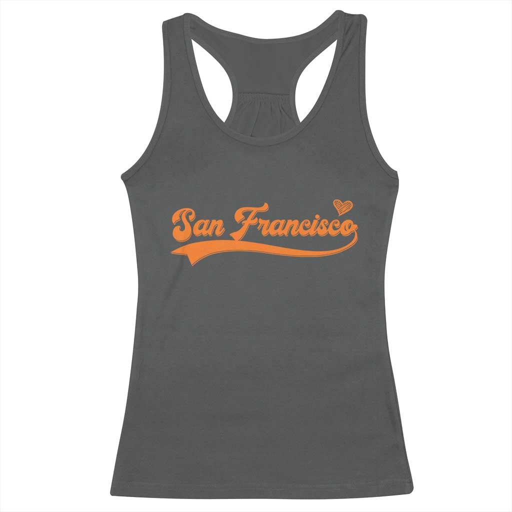 San Francisco Racerback Tank Top SF Varsity California Script Vintage Sports Jersey Style TS10 Dark Heather Print Your Wear