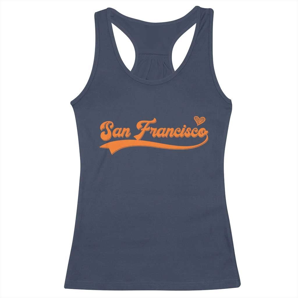 San Francisco Racerback Tank Top SF Varsity California Script Vintage Sports Jersey Style TS10 Navy Print Your Wear