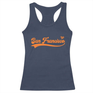 San Francisco Racerback Tank Top SF Varsity California Script Vintage Sports Jersey Style TS10 Navy Print Your Wear