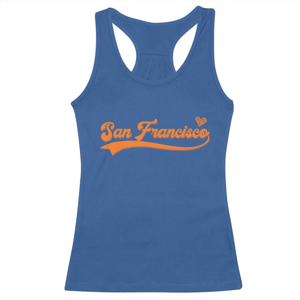 San Francisco Racerback Tank Top SF Varsity California Script Vintage Sports Jersey Style TS10 Royal Blue Print Your Wear