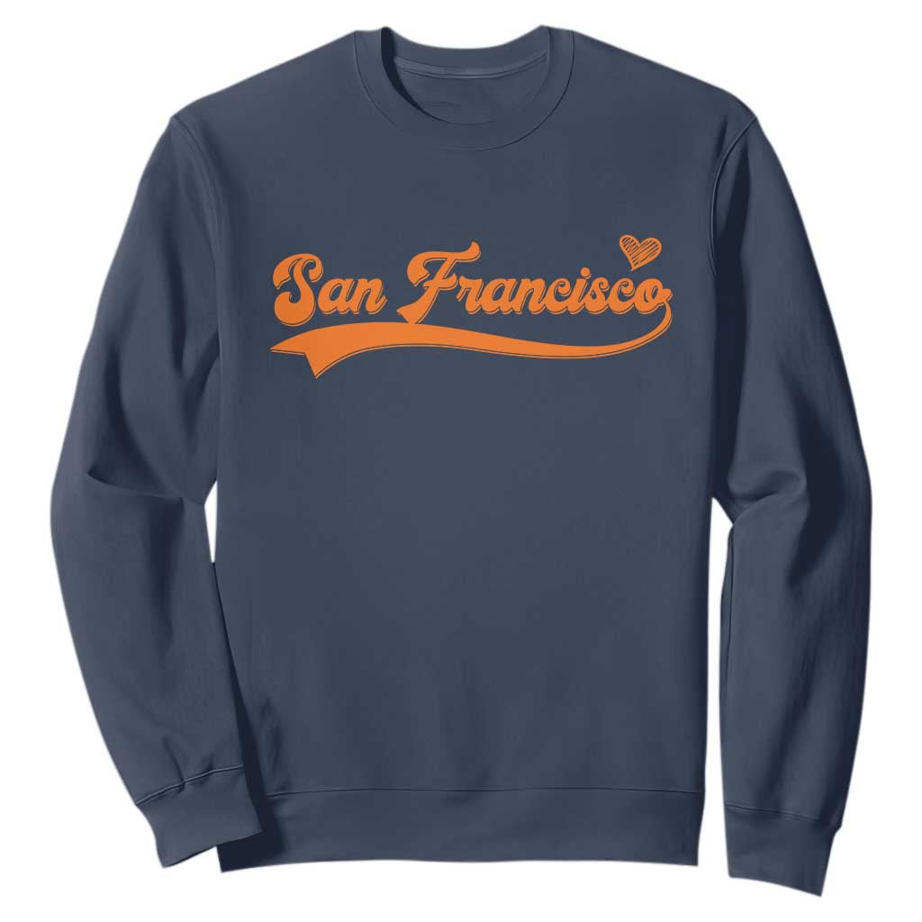 San Francisco Sweatshirt SF Varsity California Script Vintage Sports Jersey Style TS10 Navy Print Your Wear