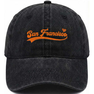 San Francisco Washed Cotton Baseball Cap SF Varsity California Script Vintage Sports Jersey Style TS10 Print Your Wear