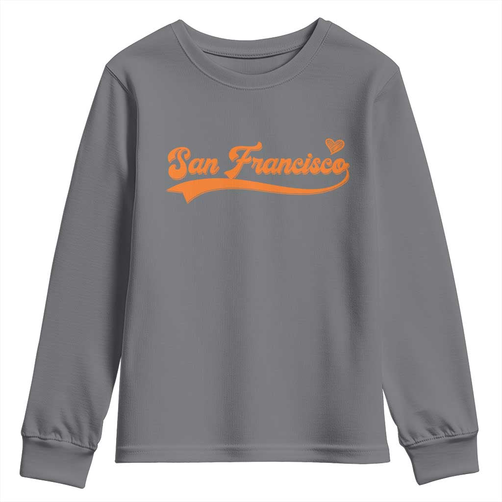 San Francisco Youth Sweatshirt SF Varsity California Script Vintage Sports Jersey Style TS10 Charcoal Print Your Wear