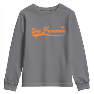 San Francisco Youth Sweatshirt SF Varsity California Script Vintage Sports Jersey Style TS10 Charcoal Print Your Wear