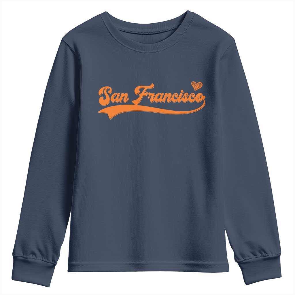San Francisco Youth Sweatshirt SF Varsity California Script Vintage Sports Jersey Style TS10 Navy Print Your Wear