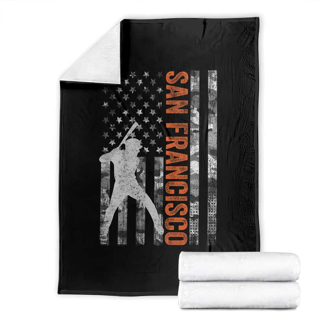 San Francisco Throw Blanket SF Baseball Player American Flag USA Camo Patriotic TS10 Black Print Your Wear