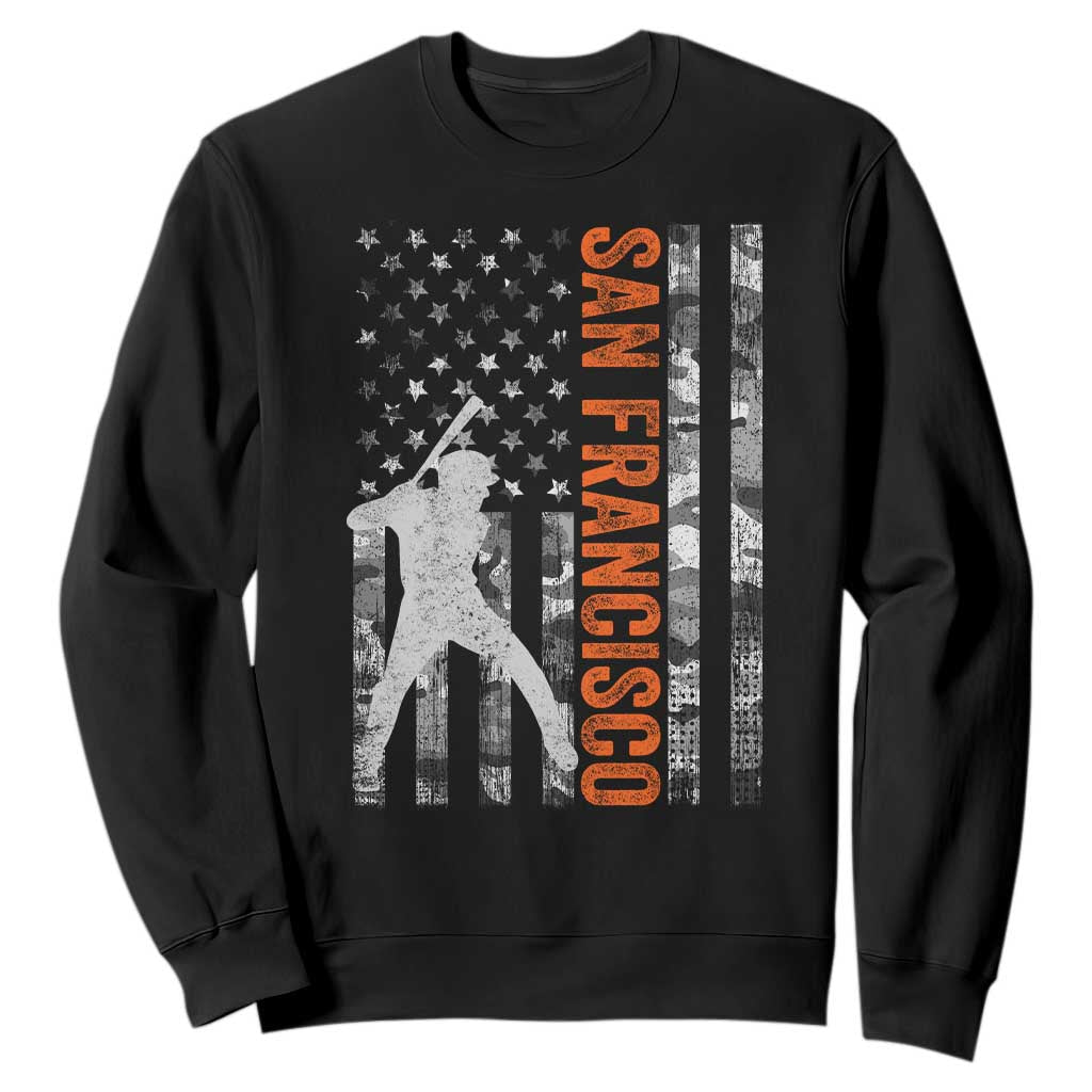 San Francisco Sweatshirt SF Baseball Player American Flag USA Camo Patriotic TS10 Black Print Your Wear