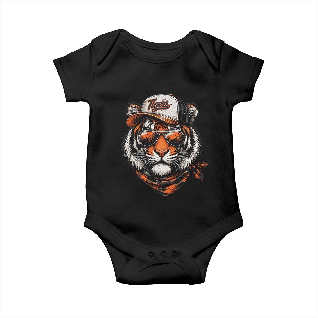 Tiger Mascot Baby Onesie Vintage Sports Name TS10 Black Print Your Wear