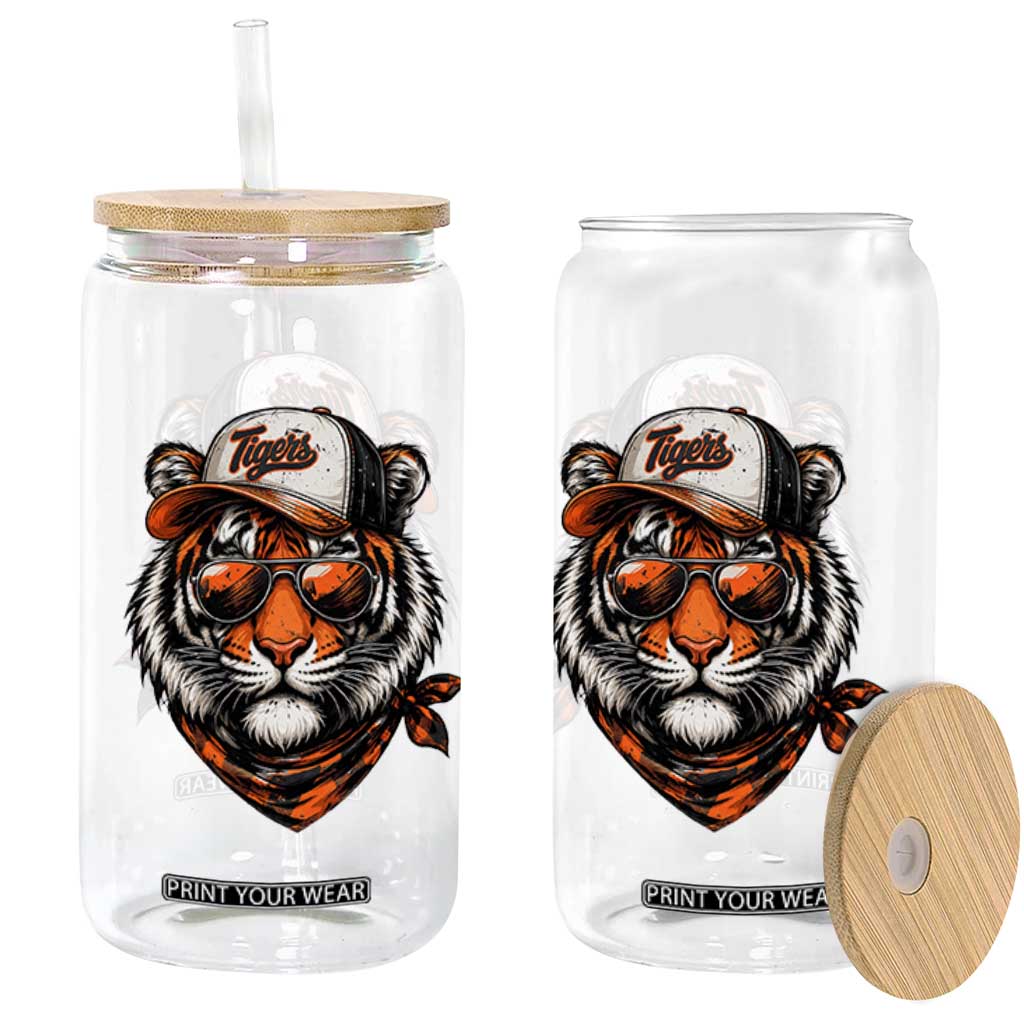 Tiger Mascot Glass Can Vintage Sports Name TS10 Print Your Wear