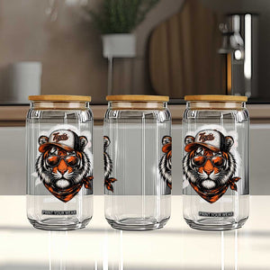 Tiger Mascot Glass Can Vintage Sports Name TS10 Print Your Wear